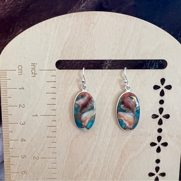 ❤️ Spiny Oyster Dangle Earrings 1.25” Southwestern 4.7gm Marked 925 - Picture 8 of 11